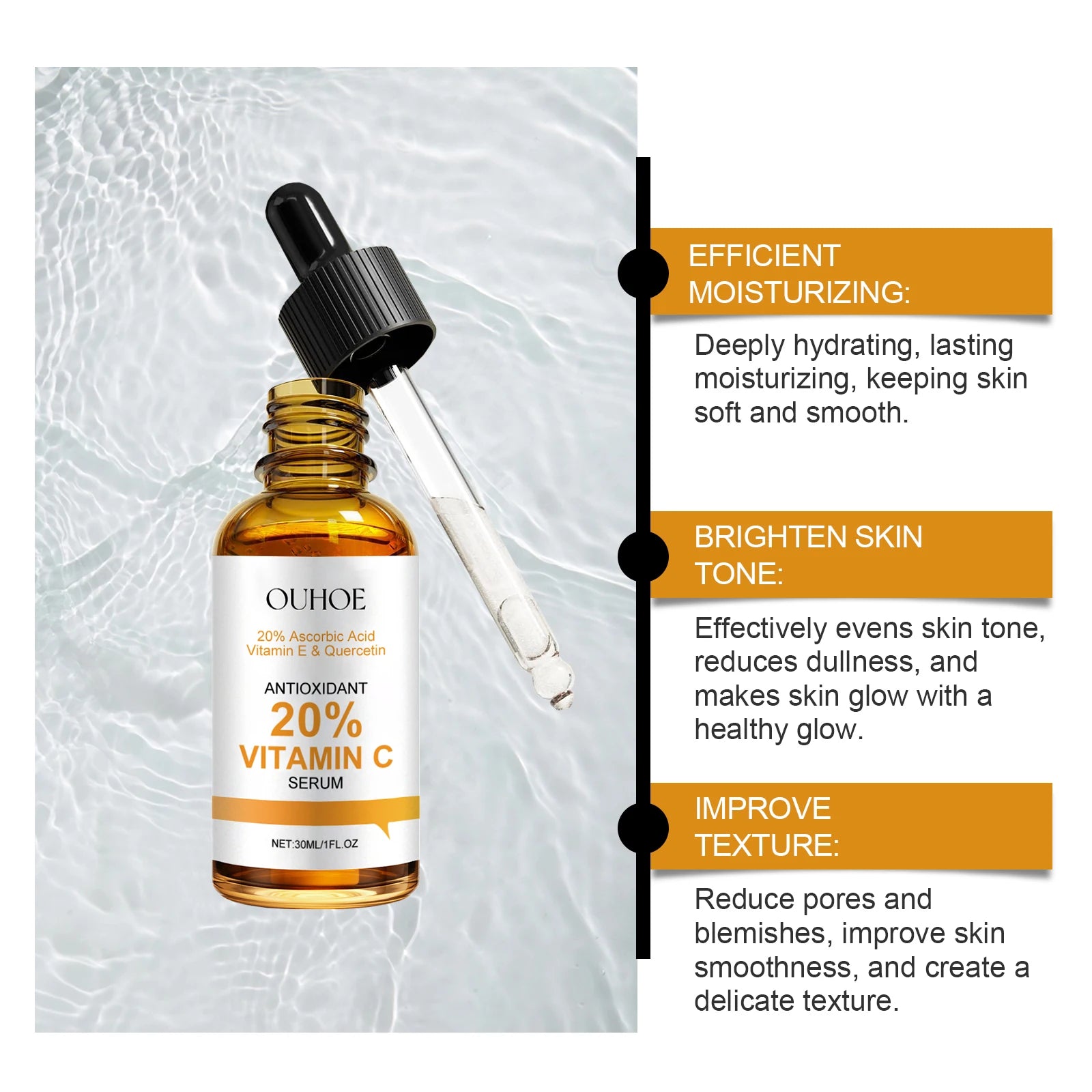 Vitamin C Facial Serum Anti Aging Deep Hydrating Fade Fine Wrinkles Brightening Moisturizing Repair Nourishing Skin Care Essence Oasis Select