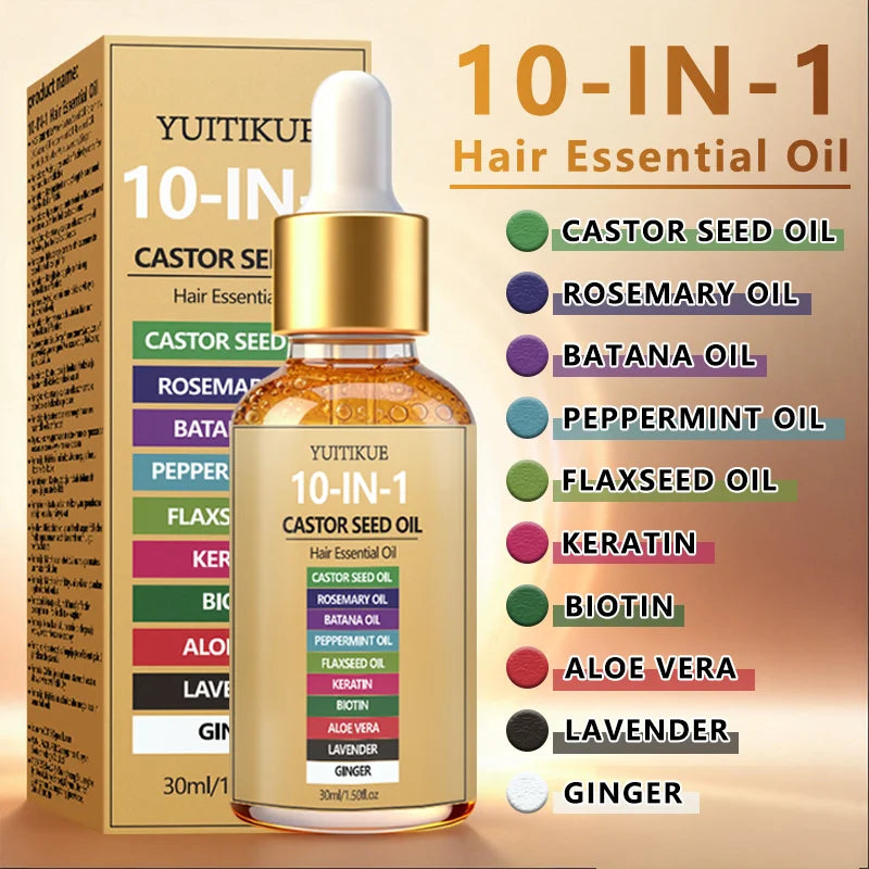 YUITIKUE Castor Oil Hair Serum – 10 Oils, Frizz & Shine 30ml