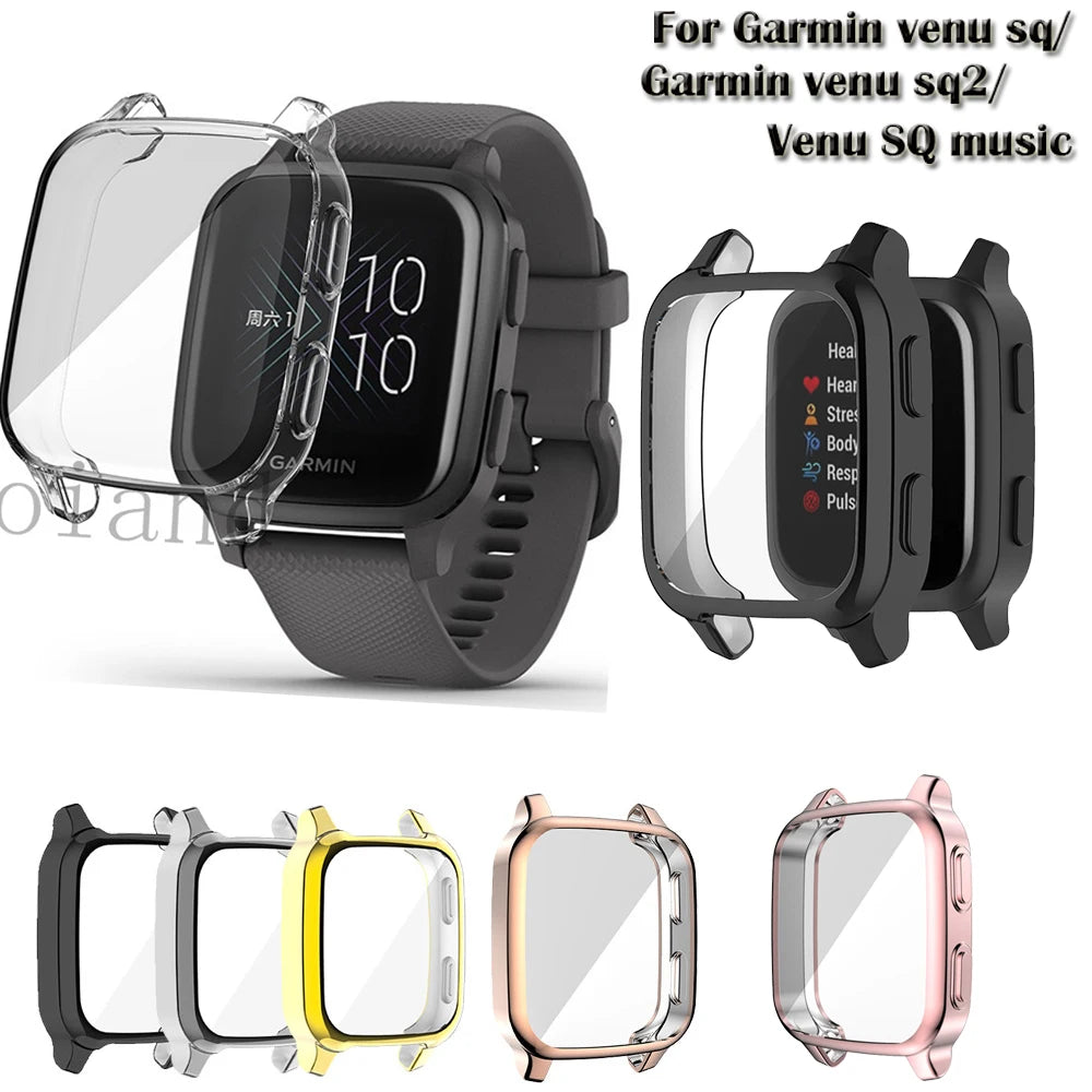 TPU Case for Garmin Venu SQ, SQ2 & SQ Music – Screen Protector Smartwatch Protective Case Oasis Select