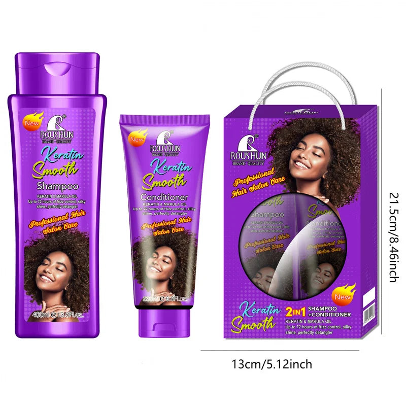 ROUSHUN Keratin Shampoo & Conditioner Set | Nourishing Hair Care