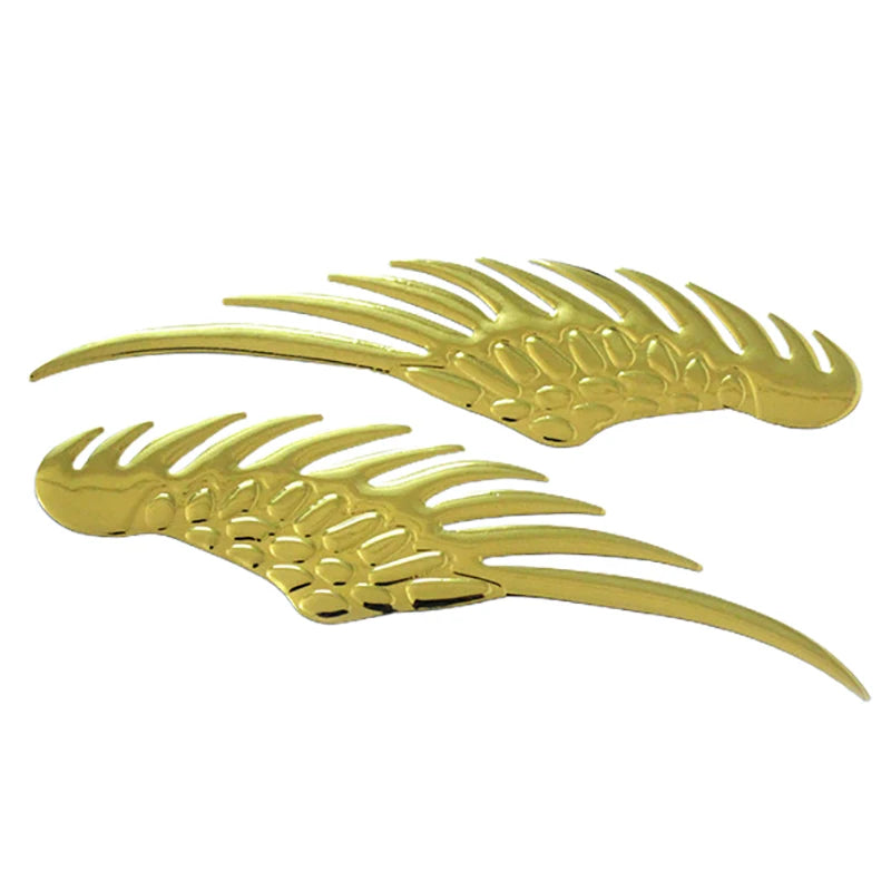1pair Car Auto Motorcycle Body Sticker 3D Eagle Angel Wings Badge Style ABS Decals Silver/Gold Exterior Accessories Oasis Select Gold
