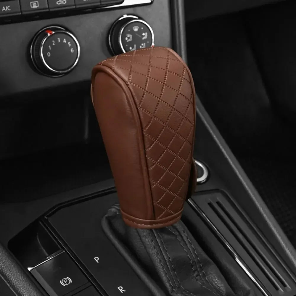 Car Shift Handle Cover PU Leather Non-Slip Wear-resistant Shift Knob Decor Protective Cover Universal Car Interior Accessories Oasis Select F