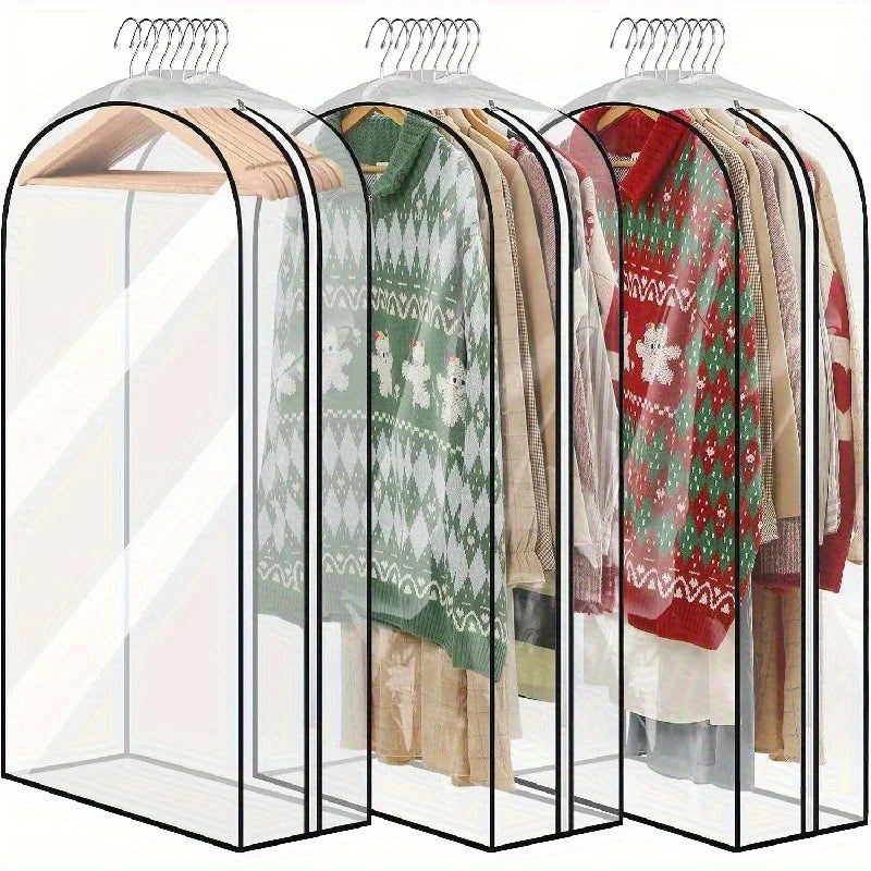Sturdy Plastic Garment Bags with Zipper, Hanging Closet Storage for Coats,Jackets,Shirts,Wardrobe Protectors Hanging Organizer Oasis Select
