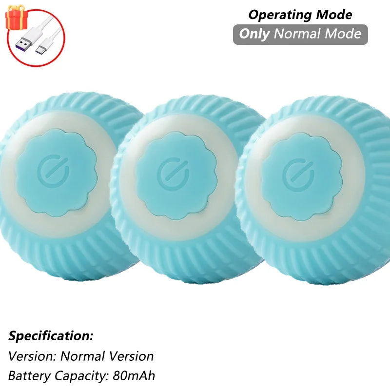 Cat Interactive Ball Toy Automatic Rolling Ball Faux Tail Rechargeable Pet Electric Toy Dog Cat Training Imitate Mouse Products Oasis Select 3PCS-blue