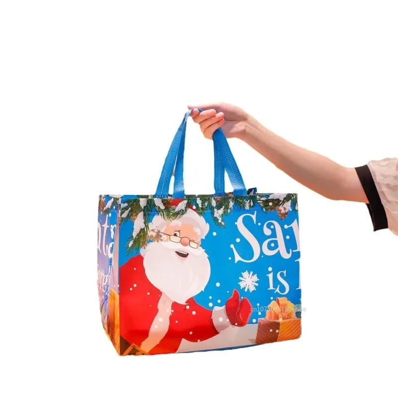 Christmas Gift Bag Santa Elk Snowflake Design Tote Packaging Bag Thickened Fabric Waterproof Large Capacity Candy Present Bags Oasis Select