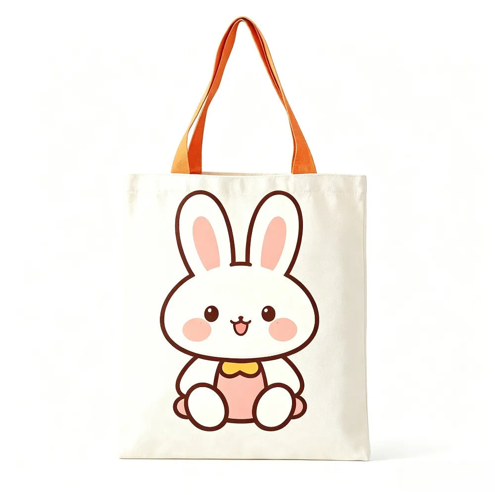 Cute Red Heart Yellow Chick Print Canvas Tote Bag Eco Reusable Shopping Shoulder Bag For Daily Grocery Market Oasis Select Orange