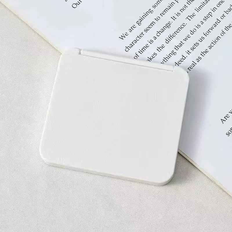 2-Face Makeup Mirror Square Portable Cute Girl'S Gift Hand Mini Mirror Pocket Double-Sided Makeup Mirror Compact Multiple Colors Oasis Select White