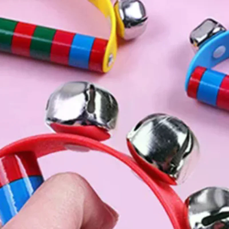 1PC Children's Intellectual Props Handbell Hand Bells With 5 Jingle Bells Wood Handle Musical Instrument Toy For Music Class Oasis Select Default Title