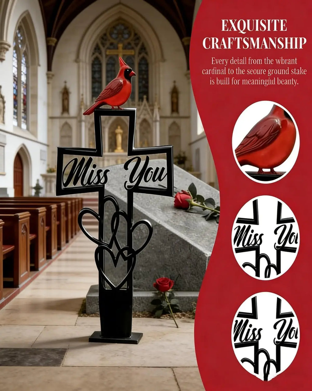 Flower Decoration Insert Weather-Resistant Metal Cemetery Plaque Cross Garden Plug Waterproof Heart Memorial Stake For Cemetery Oasis Select