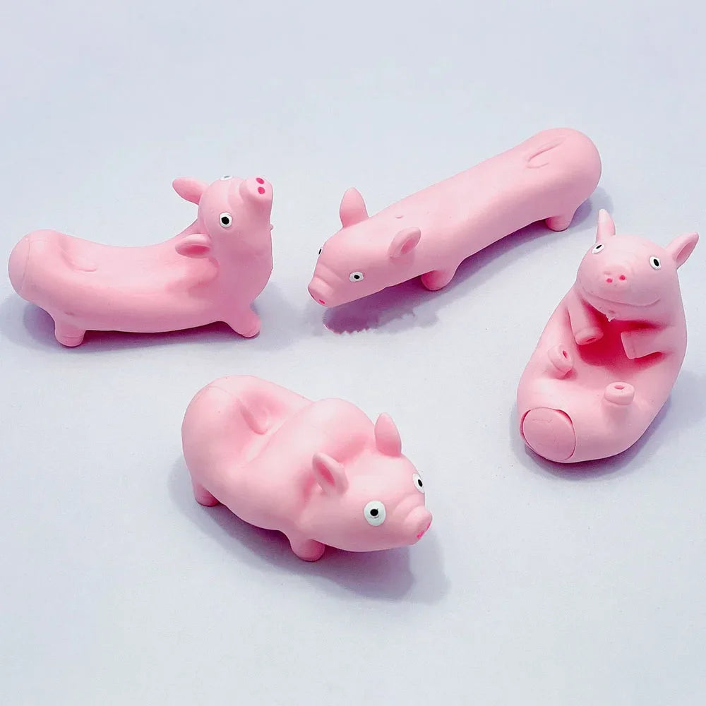 Stress Relief Kawai Pink Pig Figurines Miniature Pet Antistress Squishy Toys Animals Anxiety Funny Party Favors Kids Games Oasis Select 4pcs