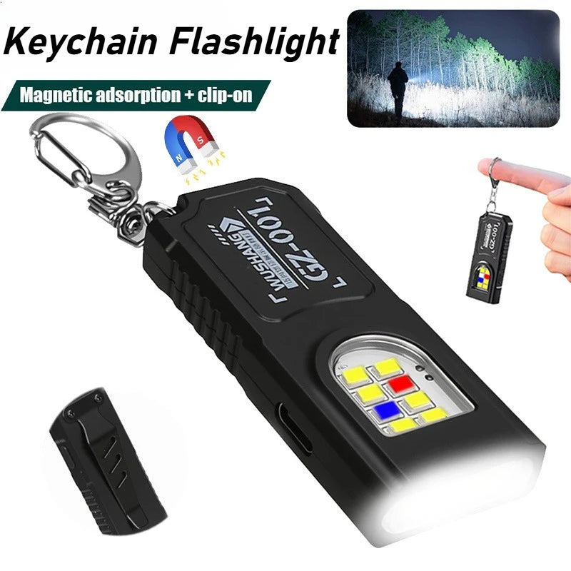 Mini Keychain Flashlight with Magnet Rechargeable Multifunction Torch Lamp Portable Clip on Flashlight Waterproof Camping Light Oasis Select Keychain Flashlight