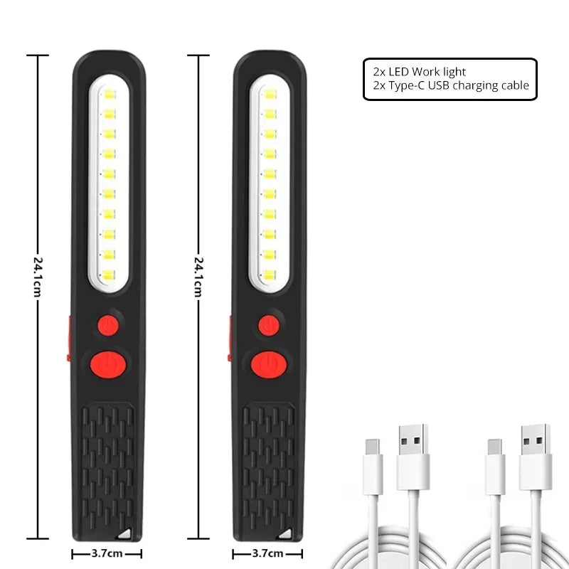 Portable COB LED Work Light USB Rechargeable Flashlight Stepless Dimming Waterproof Torch Magnetic Auto Repair Lights Oasis Select Package E