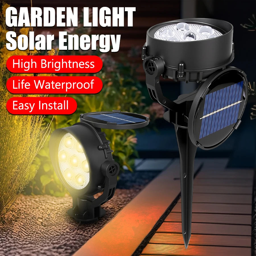7LED Solar Lawn Light Outdoor IP65 Waterproof Spotlight Brightness Adjustable Lamp for Garden Backyard Driveway Patio Decor Lamp Oasis Select