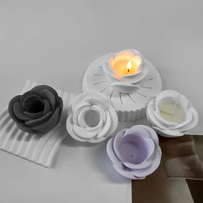 Rose Candle Holder Mold High-Quality Candle Holder Molds Flower Candlestick Silicone Mould Long Pole Candle For Artisan Gifts Oasis Select