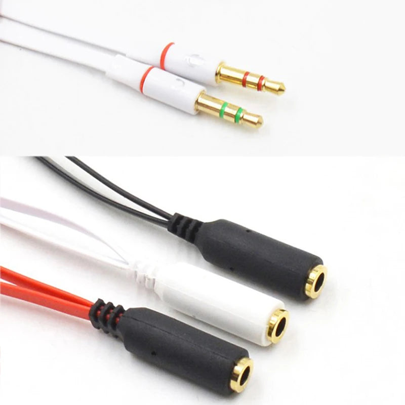 3.5mm TRRS Headset Splitter Adapter – Audio & Mic to 2 Male