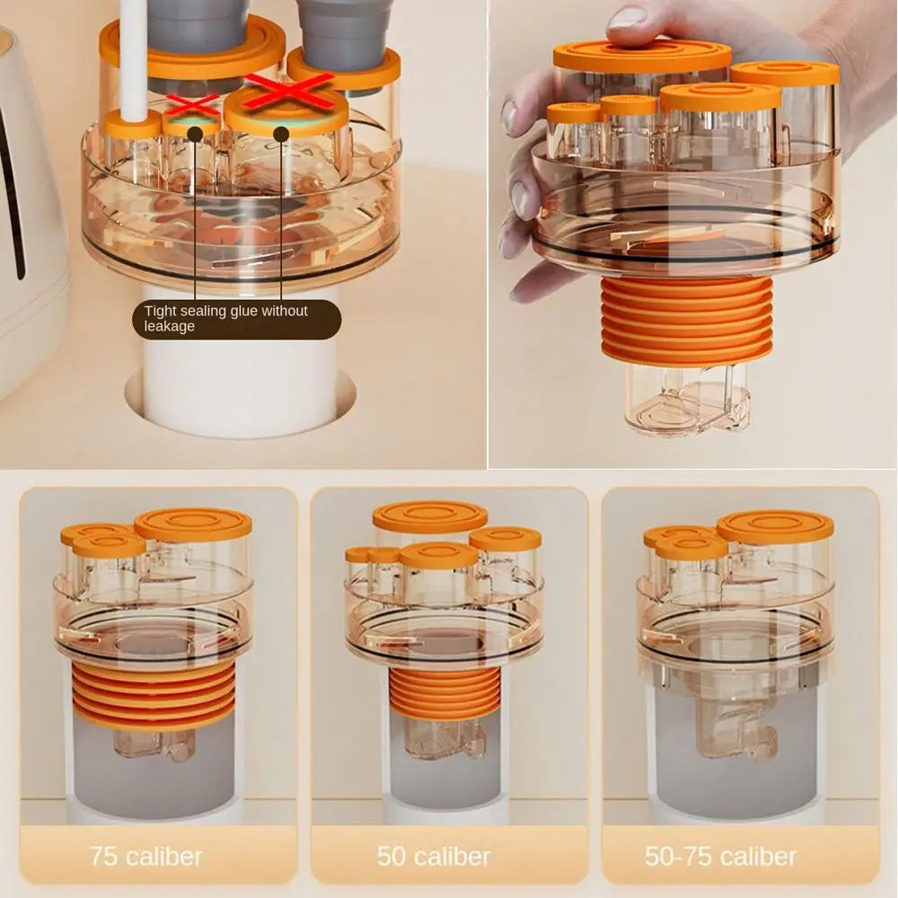 Anti odor Sink Drain Pipe Adapter Sealing Ring Multifunctional Kitchen Basin Sewer Branch 5 in 1 Drainage Water Pipe Joint Oasis Select