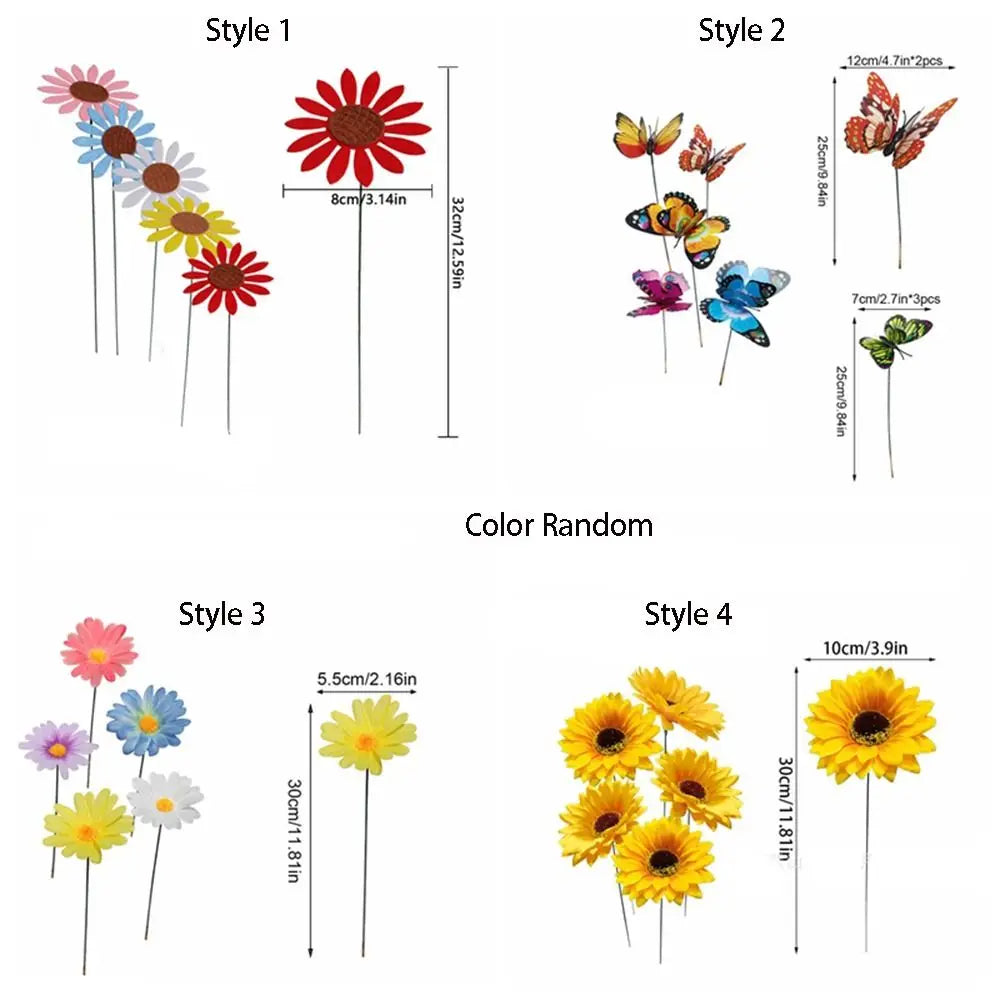 10pcs Metal Decorative Garden Stakes Colorful Art Flower Ground Stake Creative Garden Floor Plugs Potted Plants Oasis Select