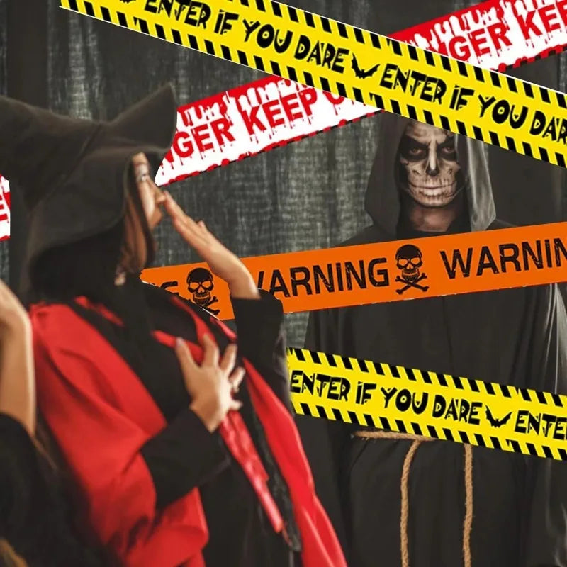 1-10Roll Halloween Caution Tape Danger Warning Barricade Safety Line for Outdoor Yard Decoration Scene Props Spooky Party Supply Oasis Select