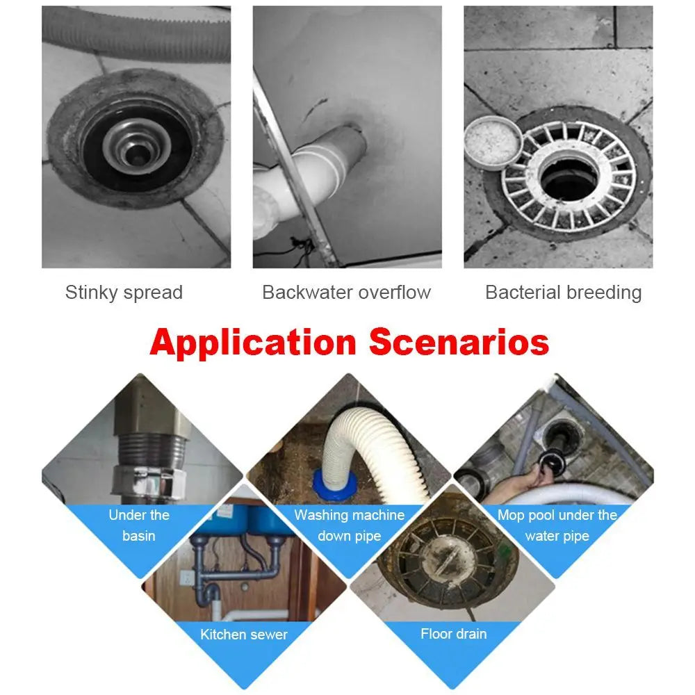 PP Insect Proof Anti-odor Sealing Cover Sewer Pipe Seal Ring Washing Machine Pipe Connector Floor Drain Plug Kitchen Bathroom Oasis Select