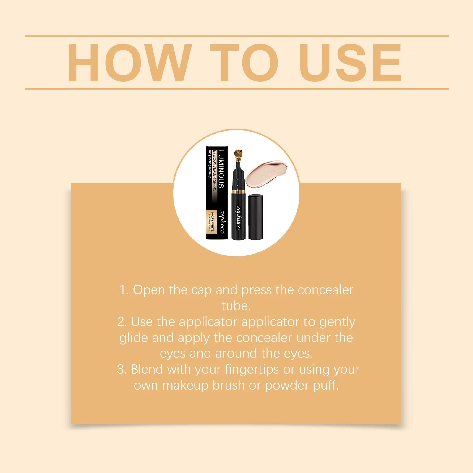 Brightening Ivory Eye Concealer Skin Glow Lightweight Luminous Evens Skin Tone Moisturizing Matte Clear Long-Lasting Hydrating Oasis Select