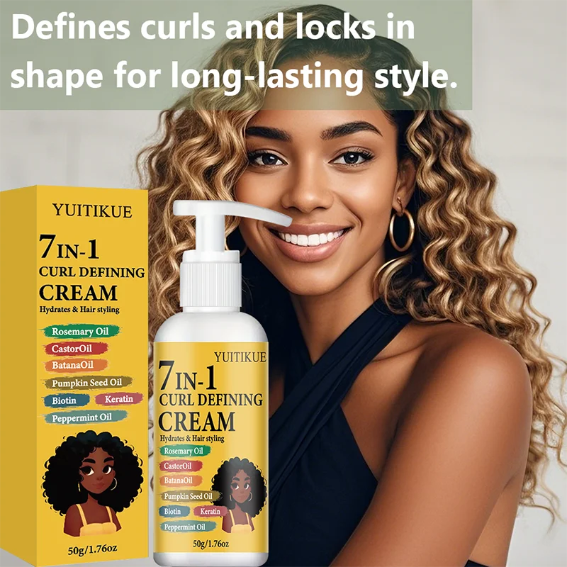 YUITIKUE 7-in-1 Curl Defining Cream – Hydrating Hold, No Frizz