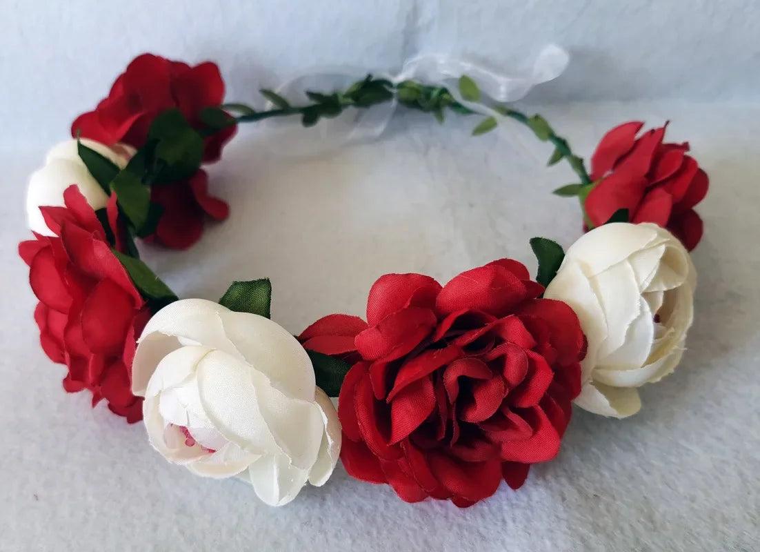 Simulation Flower Seaside Vacation Wreath Headband Women Hair Accessories Bride Headwear for Wedding Birthday Party Decor Oasis Select Blue