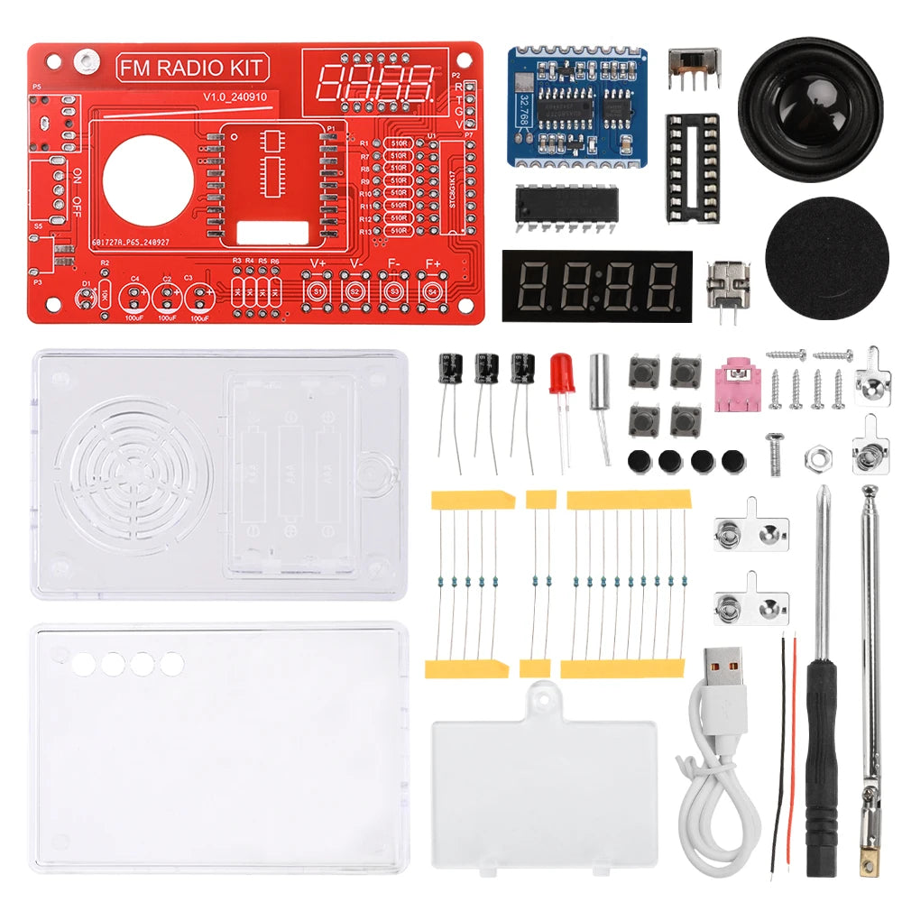 RDA5807 87-108MHZ FM Radio DIY Kit Welding Practice Parts Simple/with Digital Display Micro USB Oasis Select With shell 1