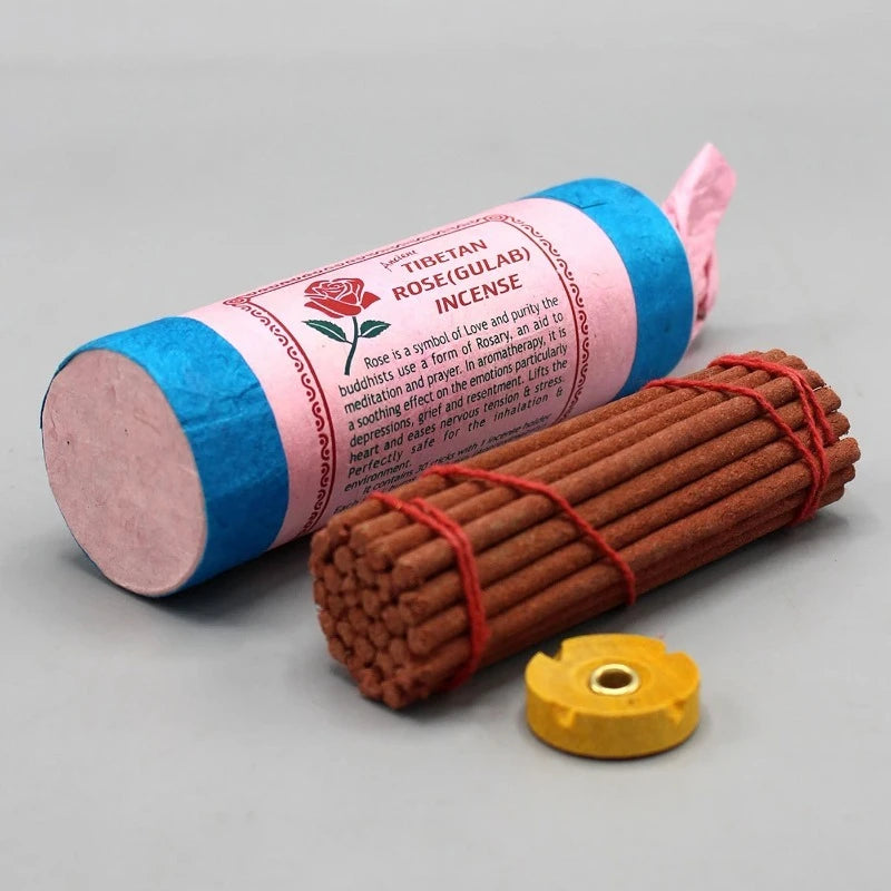 30PC Nepal Handmade Incense Sticks Ancient Tibetan Fragrance Colored Short Tube Thick Thread Incense Cedar Palo Santo White Sage Oasis Select rose