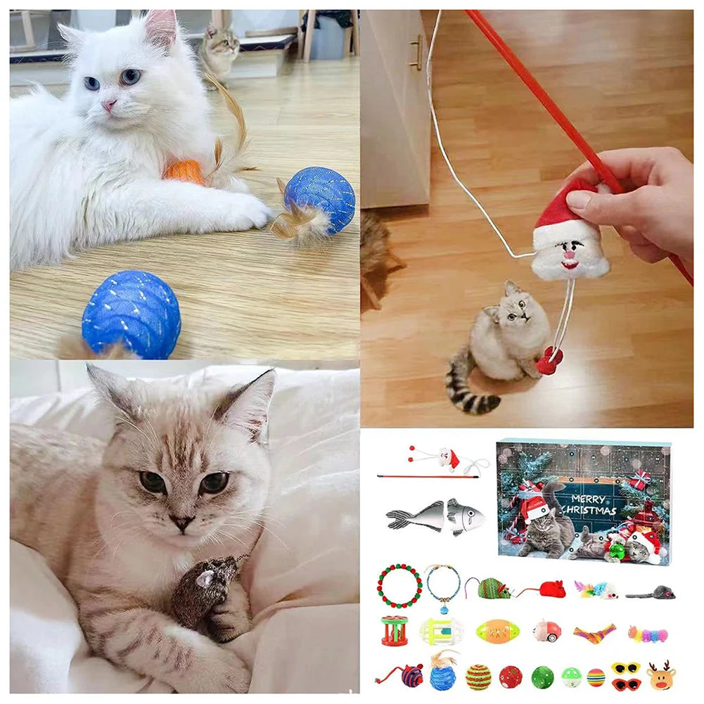 24-Piece Christmas Cat Toy Advent Calendar | Holiday Gift Set