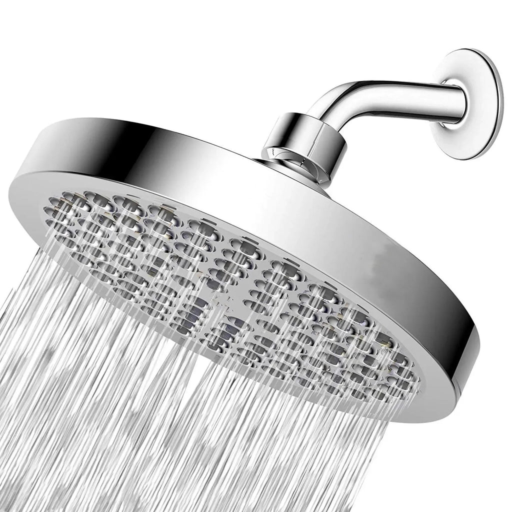 New 6 inches High Pressure Rain Shower Head with Arm 1min Installation Polished Chrome Rainfall Showerhead Anti-Clogging Nozzles Oasis Select Sliver with arm 1