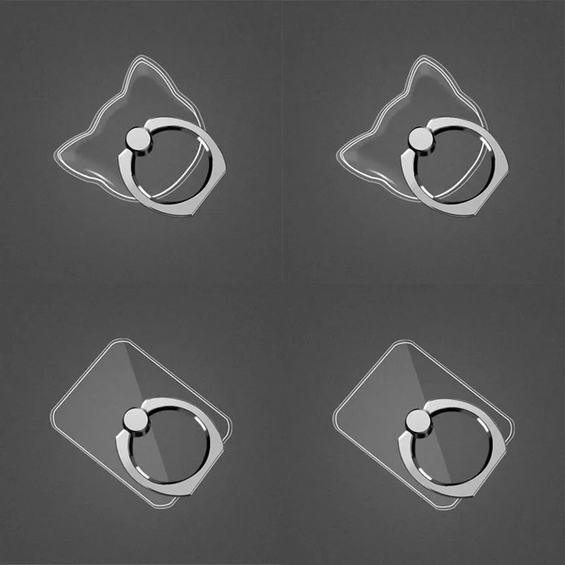 1/2/3/4pcs Transparent Cute Animal Round Phone Stand Foldable 360 Rotating Mobile Phone Ring Holder Smart Phone Accessories Oasis Select 4pcs mix 2