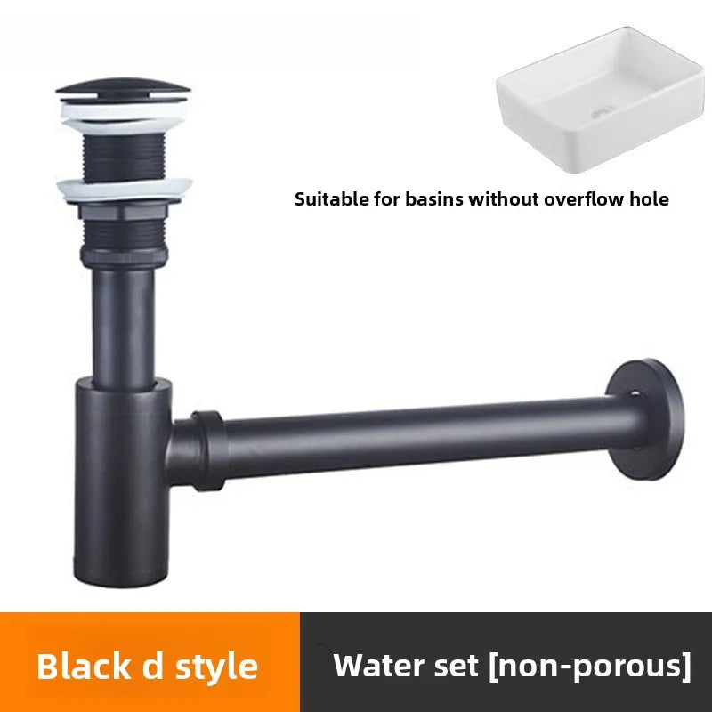 Brass Modern Round Bottle P trap 1 1/4, Sink Drain Pipe P trap Kit Antique with Pop up Drain Oasis Select D 3