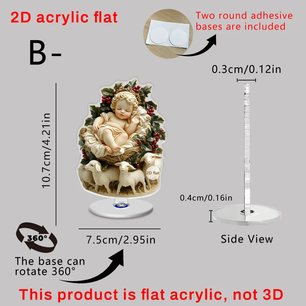 2D Acrylic Angel Figurine, 360-degree Rotatable Tabletop Ornament, Perfect For Christmas Decoration Oasis Select B
