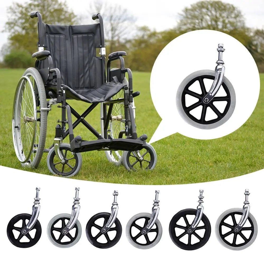 Rubber Wheelchair Front Castor Anti Slip 6/7/8Inch Shopping Cart Wheels with front fork Replacement Travelling Trolley Caster Oasis Select