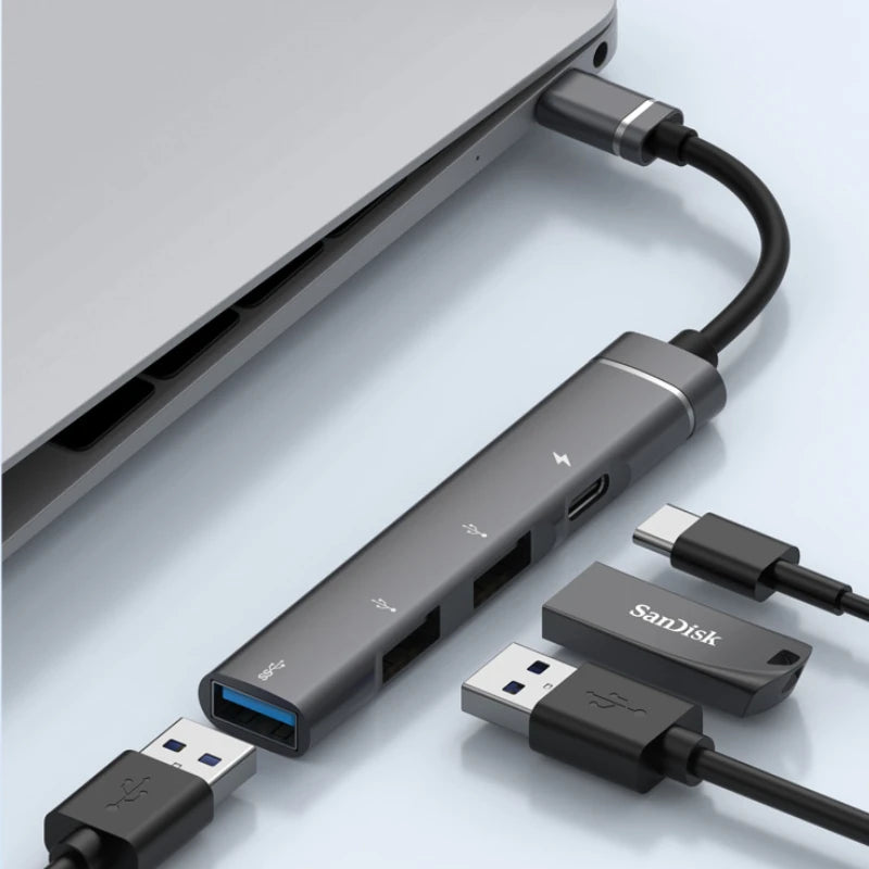 4 Ports USB 3.0 HUB TYPE-C HUB Multi USB Splitter Type-C 5Gbps High DataTransmission USB 3.0 OTG Adapter for Laptop Macbook Pro Oasis Select