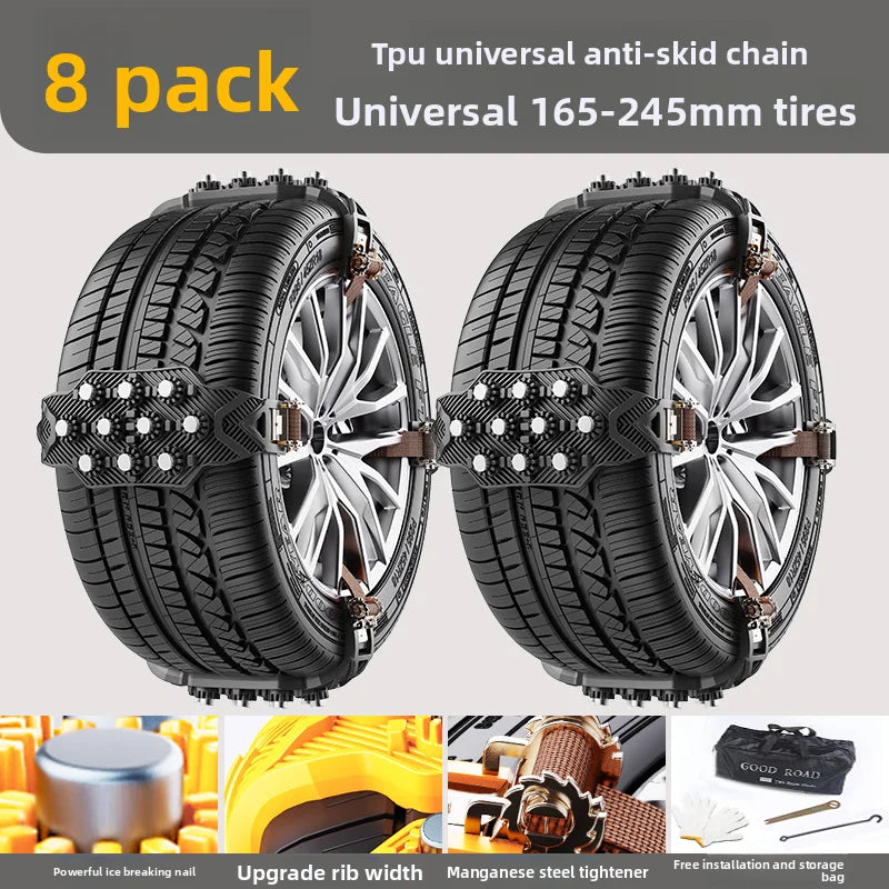 Car tires, anti-skid chains, sedan off-road vehicles, universal type, thickened and widened, ice breaking and anti-skid Oasis Select 8PCS