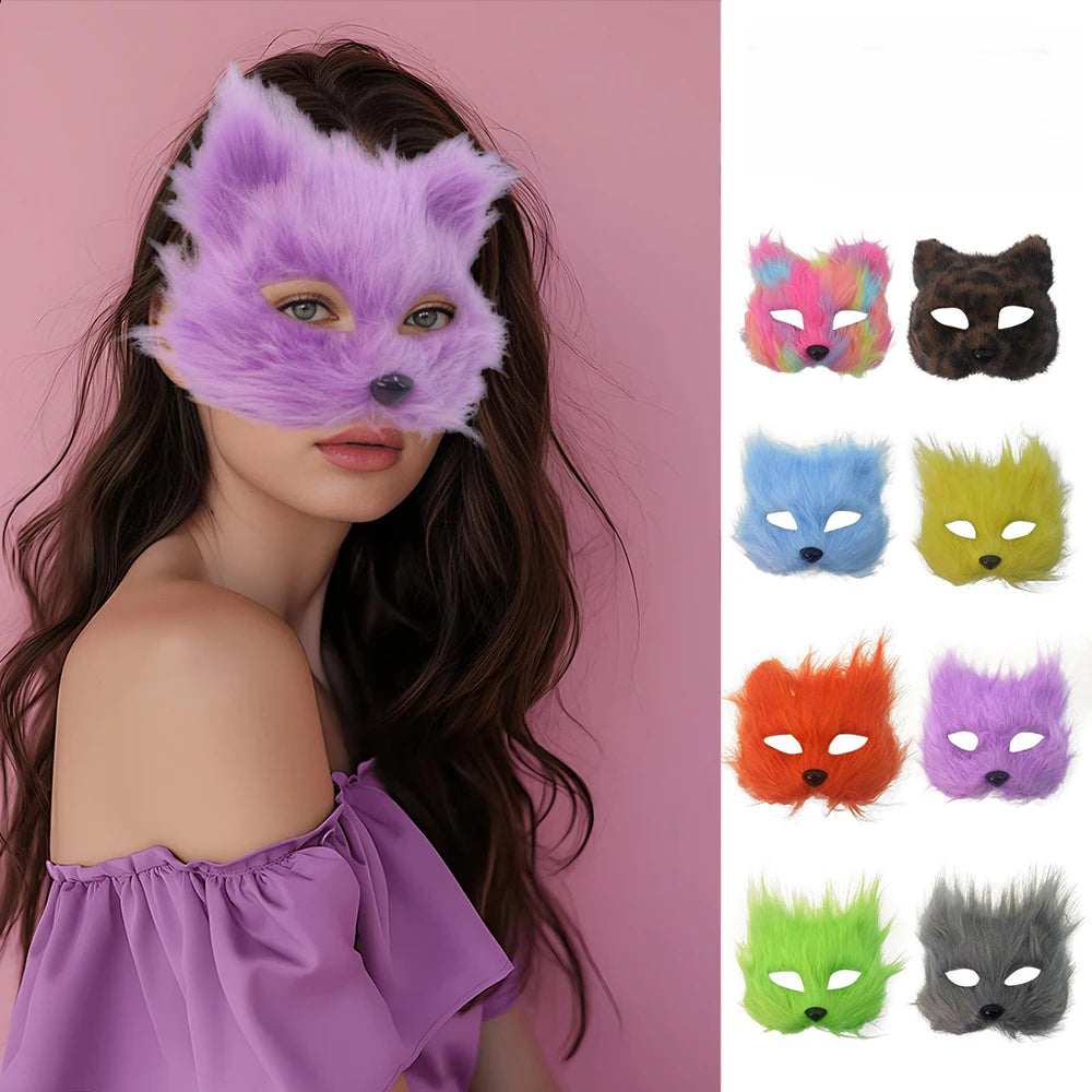 Halloween Animal Cosplay Fox Shape Half Face Eye Mask Sexy Cat Animal Mask Christmas Carnival Party Roleplay Costume Props Oasis Select