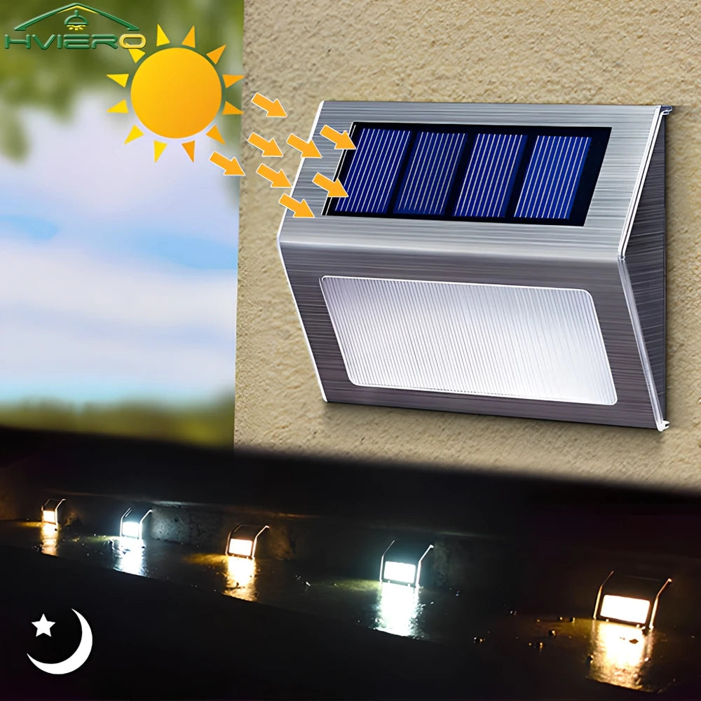 Solar LED Stair & Wall Lights – Waterproof Outdoor Garden Lamp