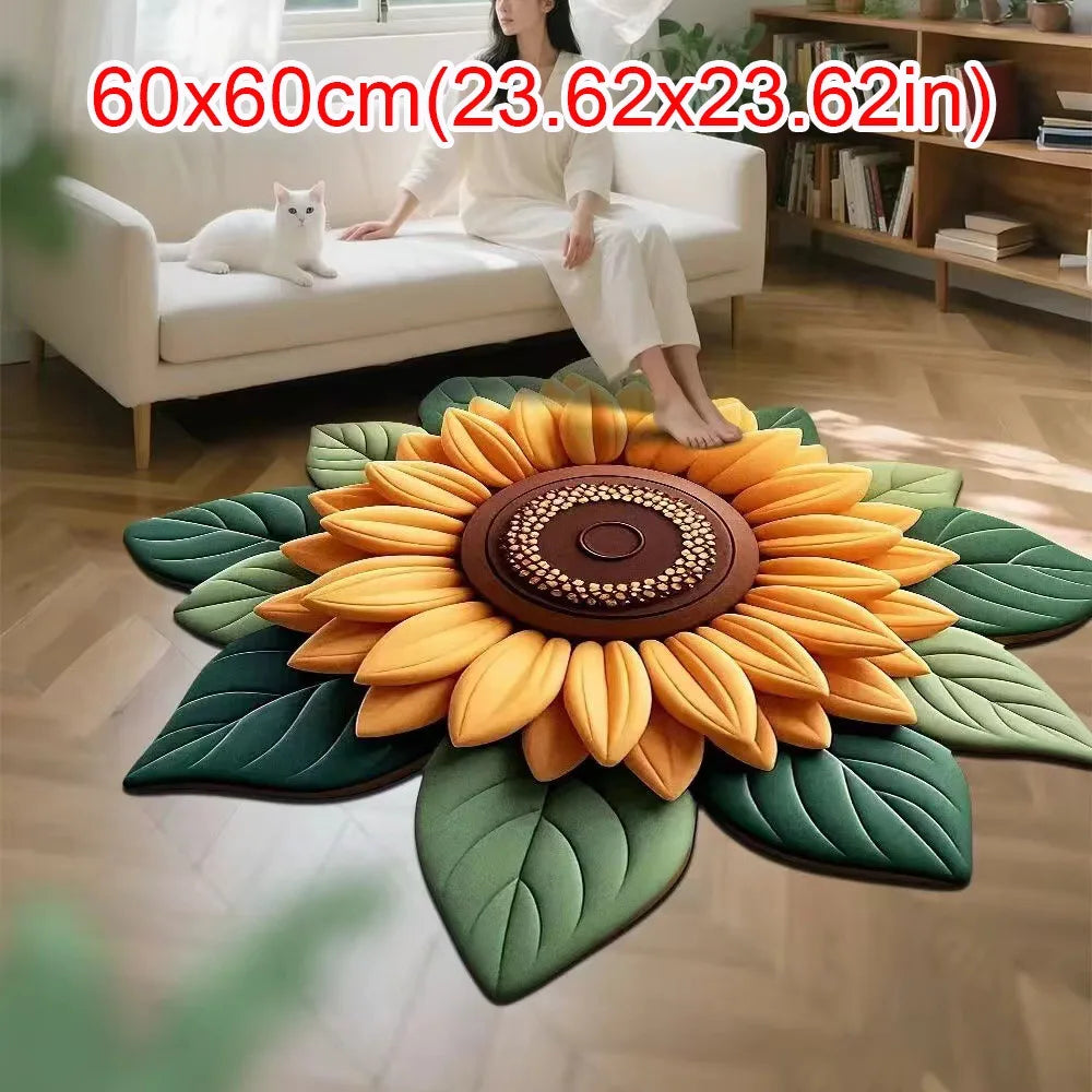 Sunflower Shaped Non-Slip Soft Carpet Mat 60x60cm | Home Décor
