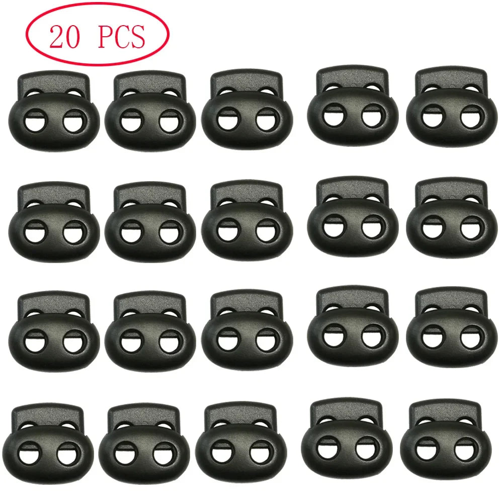 50/20PC 5mm Hole Spring Cord Locks Plastic Toggle Stopper Sliders Adjuster Fastener Clip For DIY bungee rope Drawstring Shoelace Oasis Select