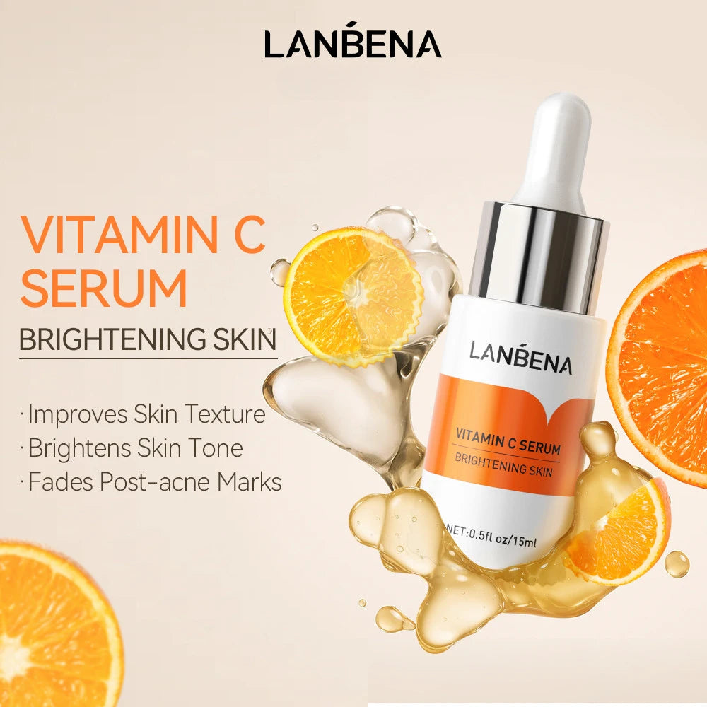 LANBENA Vitamin C Serum For Face Cream Whitening Moisturizing Freckles Remover Fades Spots Skin Care 15ml Oasis Select