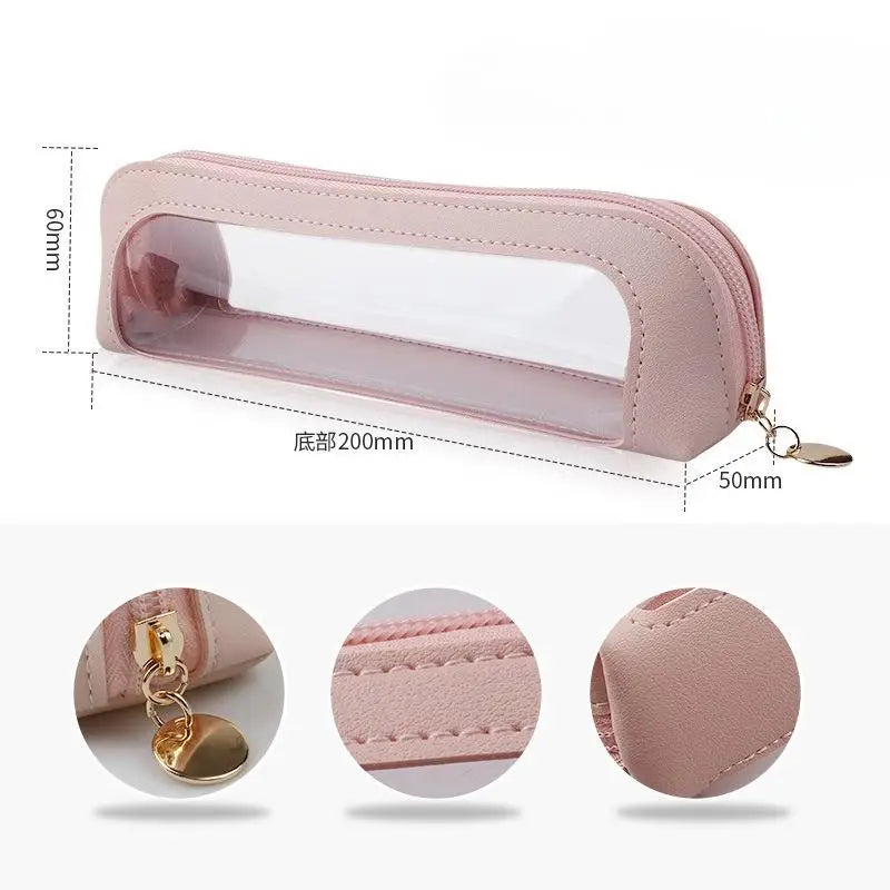 Transparent PVC Makeup Brush Storage Bag Portable Simplistic Large Capacity Eyebrow Pencil Eyeshadow Brush Bag with Window Oasis Select