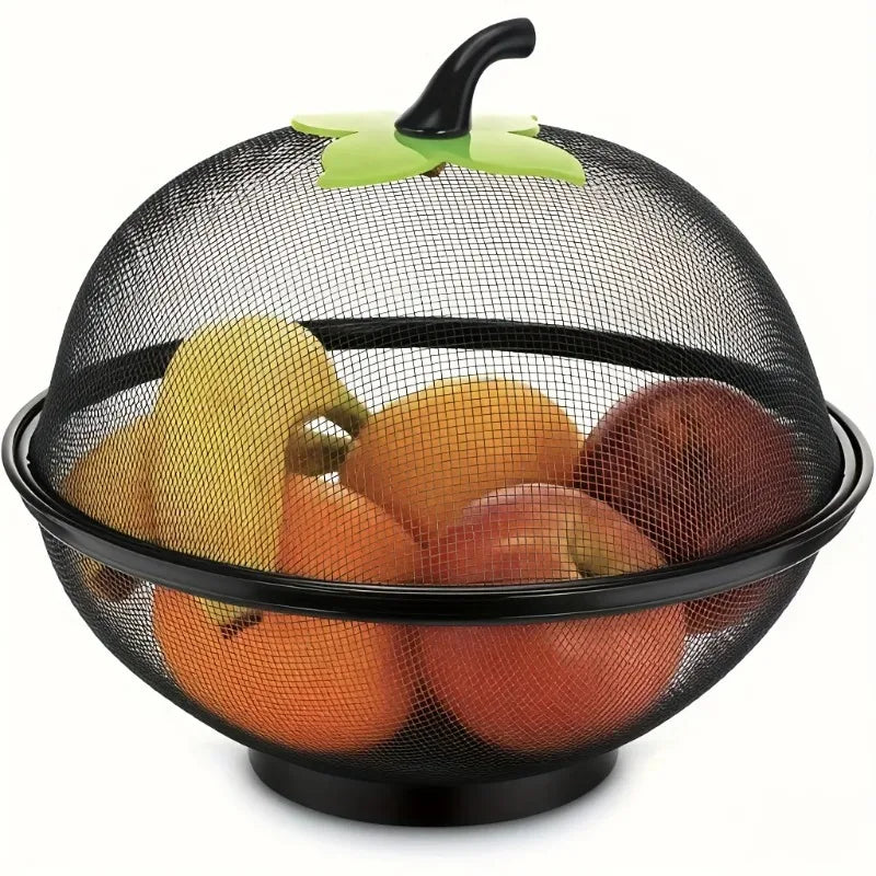 3pcMetal Fruit Basket with Mesh Cover, Kitchen Storage Rack Suitable for Home and Outdoor - Easy To Clean and Moisture Resistant Oasis Select