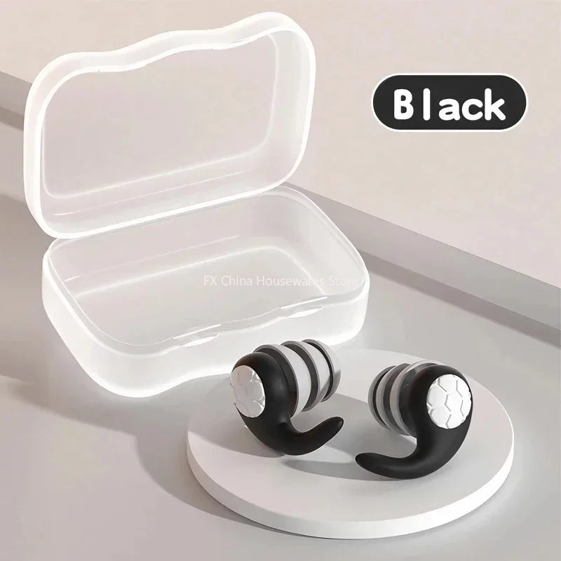 Soft Silicone Earplugs - Noise Canceling, Waterproof, Comfortable Fit, for Sleep, Swimming, Silent Environment Oasis Select Black