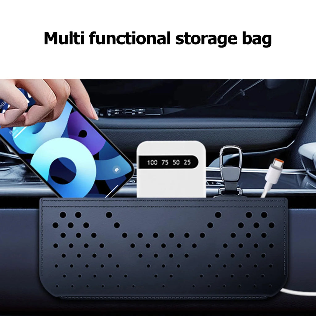 PU Leather Car Seat Side Organizer – Phone & Storage Pocket