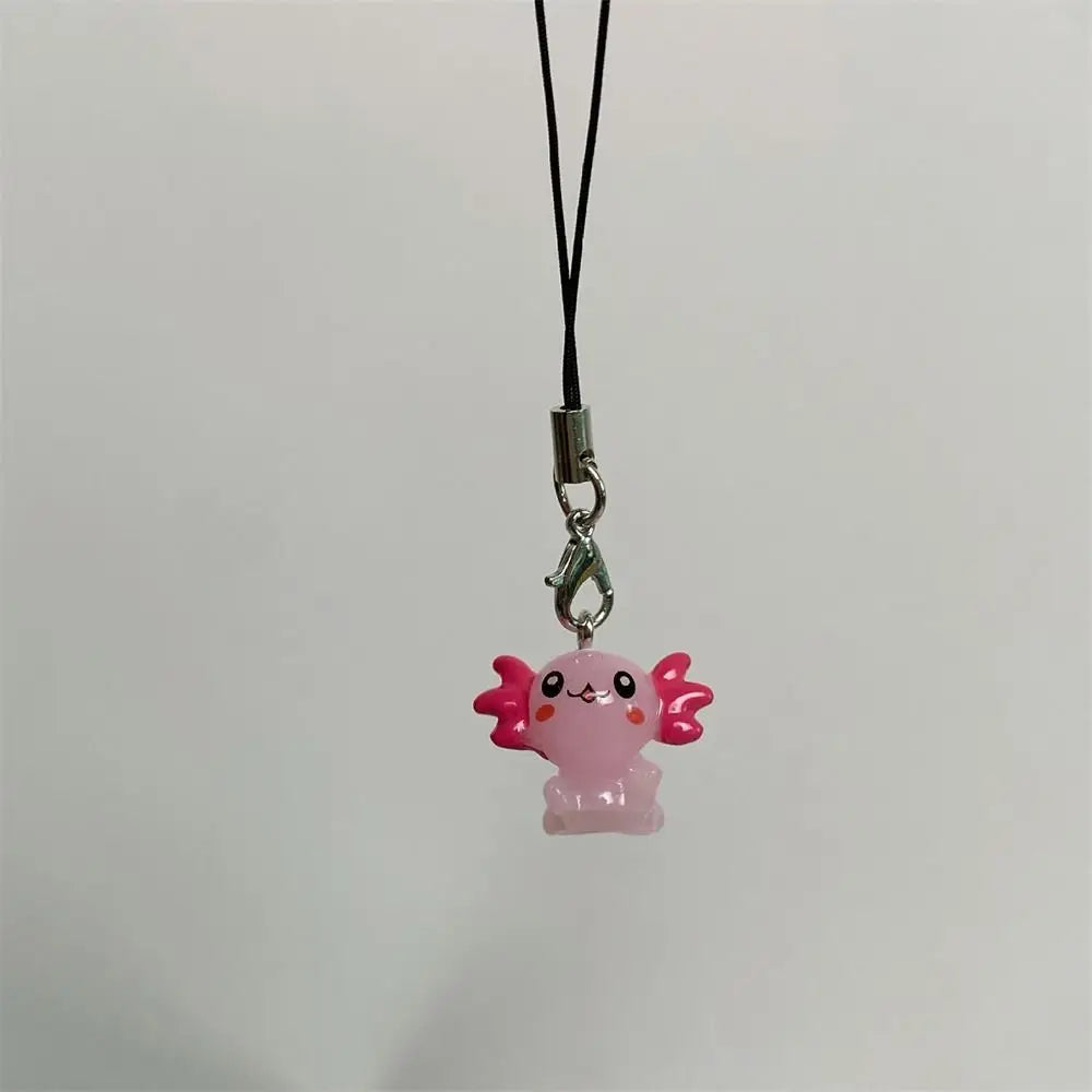 Jelly Sea Creature Phone Charms Blue Shark Sea Hare Black Whale Pink Axolotl Fish Phone Chain Cute Accessories Lanyard Keychain Oasis Select Pink Axolotl