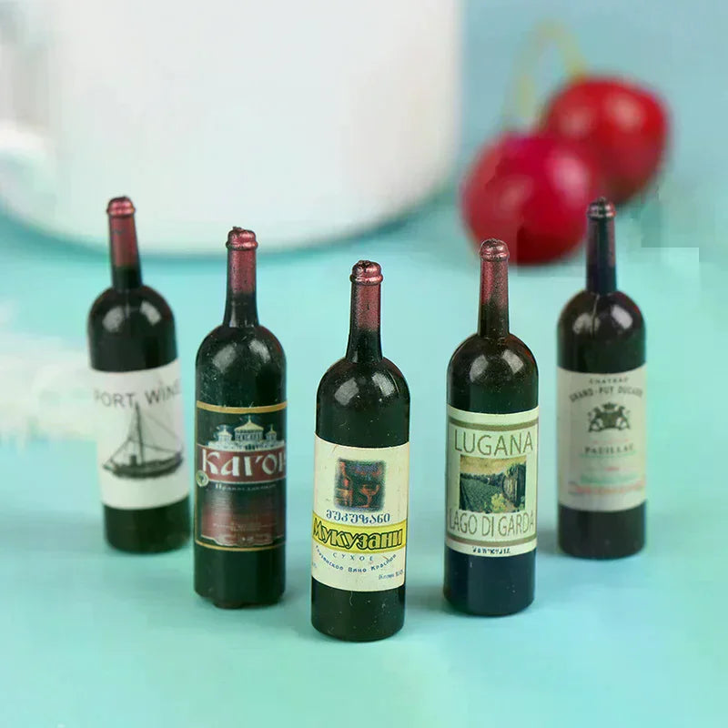 10Pcs 1/12 Dollhouse Miniature Mini Wine Bottle Set With Box Simulation Drinks Model Toys For Doll House Decoration Accessories Oasis Select