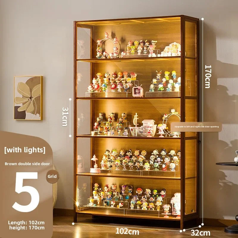 Luxury Glass Door Solid Wood Figure Blind Box Model Dust-proof Display Cabinet Design Model Cabinet Storage Storage Cabinet Oasis Select