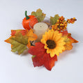 Thanksgiving Candle Ring – Maple Leaves & Pumpkin Fall Wreath