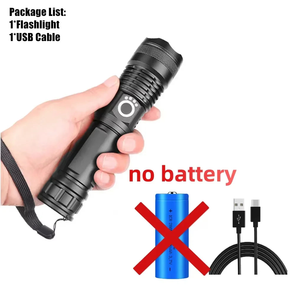 Rechargeable LED Flashlights 90000 Lumens Super Bright Zoomable Waterproof Flashlight with 3 Modes Powerful for Camping Hiking Oasis Select X71 P50 No Battery